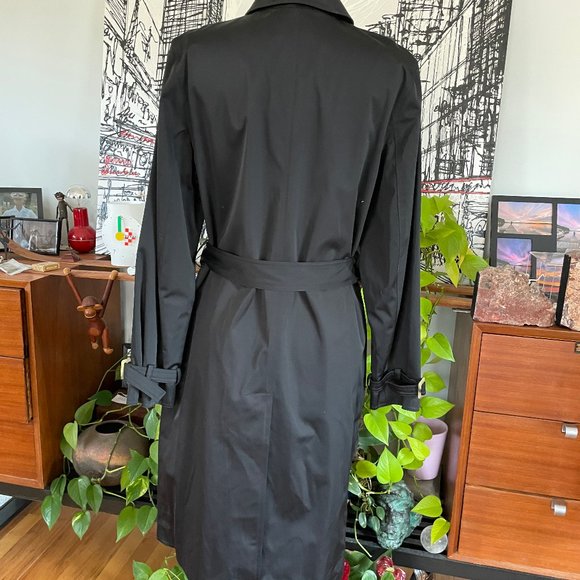 Dana Buchman trench coat  Size Medium Black Double Breasted - Picture 5 of 12